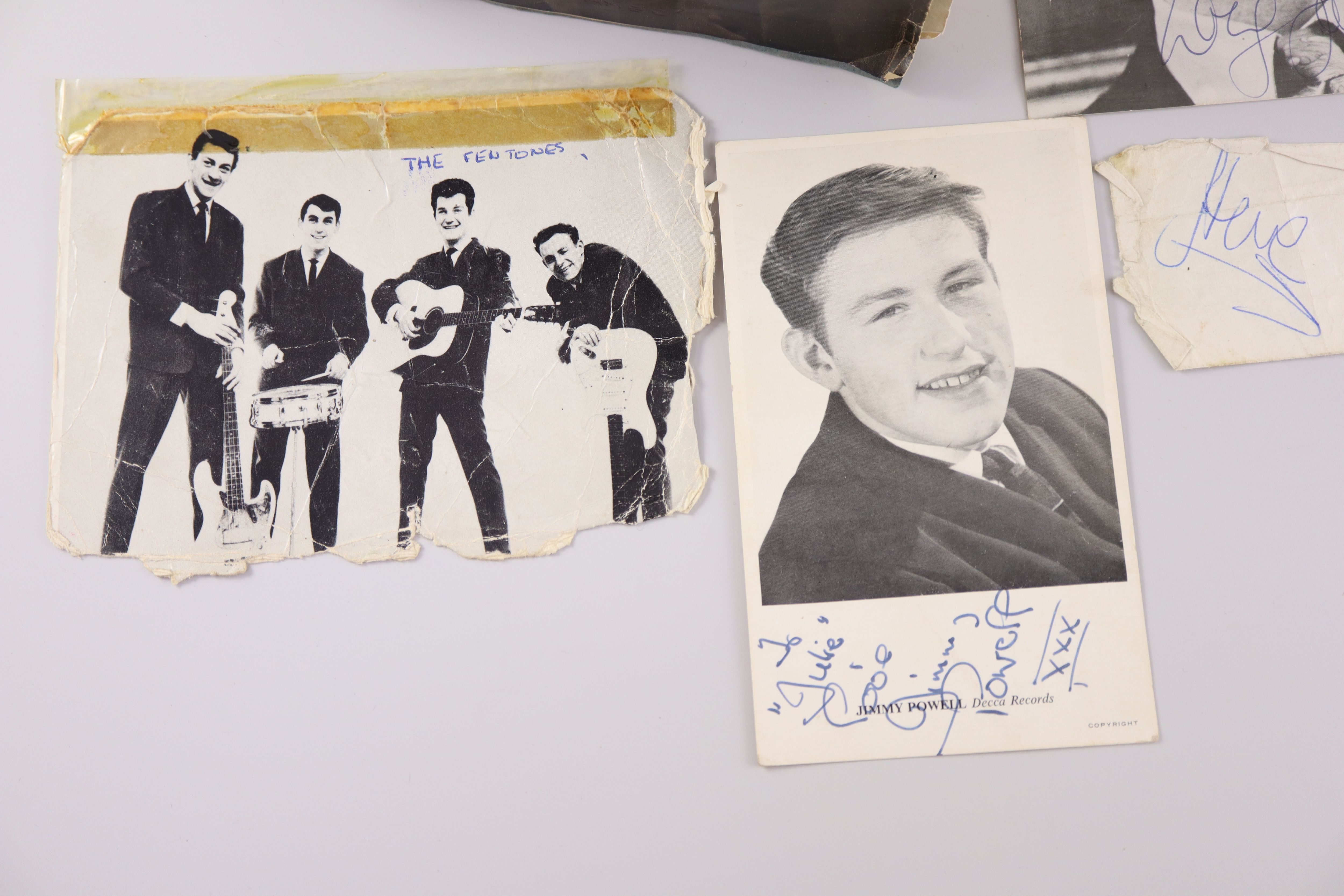 A 1960s album of rock musicians autographs including two sets of The Rolling Stones (includes Brian Jones), Johnny Kidd, c.1963-65